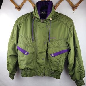 Women's Vintage Sunice Bomber Ski Jacket Size XS Green Purple Brushed Bronze